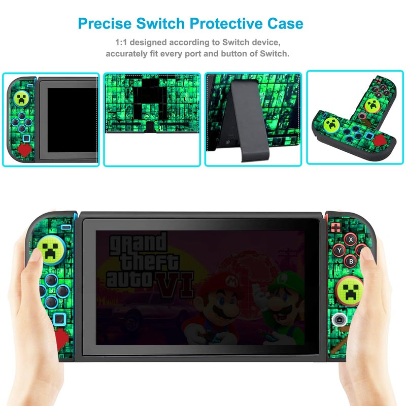 Sunmike Protective Case for Nintendo Switch, Switch Case & Thumb Grips Caps Soft Dockable Cases for Nintendo Switch Cases Shock-Absorbent & Anti-Scratch Switch Cover Slim Shell & 4 Pcs Joystick Cover - Image 2